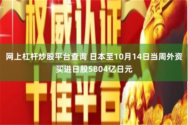 网上杠杆炒股平台查询 日本至10月14日当周外资买进日股5804亿日元