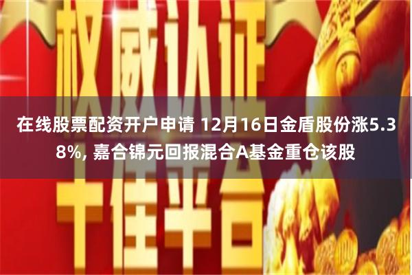 在线股票配资开户申请 12月16日金盾股份涨5.38%, 嘉合锦元回报混合A基金重仓该股